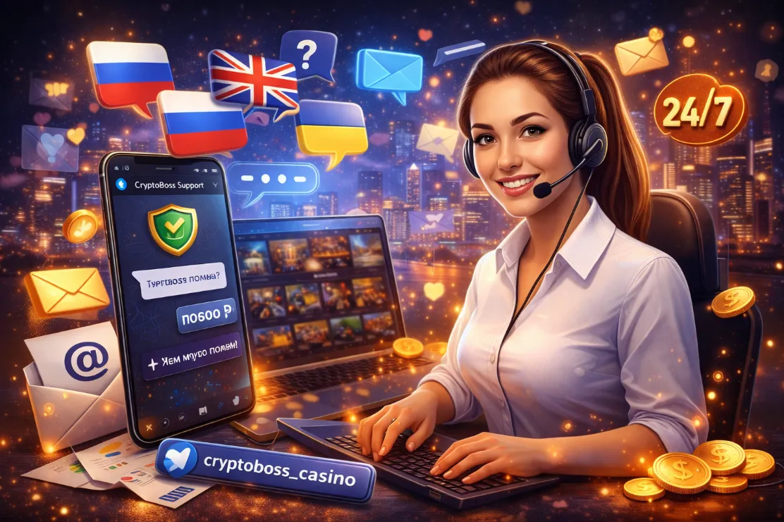 Круглосуточная поддержка игроков в онлайн казино CryptoBoss